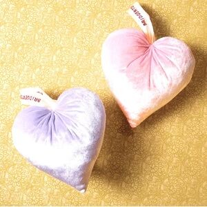 Bridget Heart-Shaped Velvet Pillows 7 inch Pink and Purple BRAND NEW
